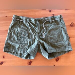 Prana Army Green Cargo Tie-Waist Shorts Size 8